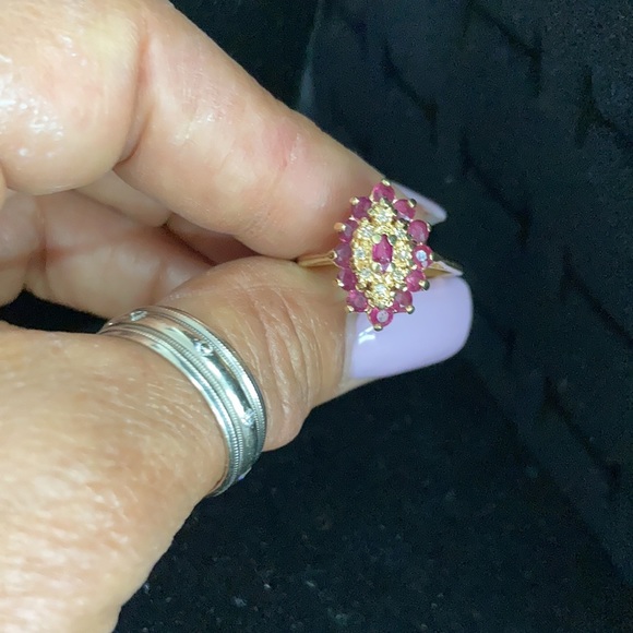 Gorgeous July Birthstone Ring Ruby,Diamonds,14k - Picture 7 of 16